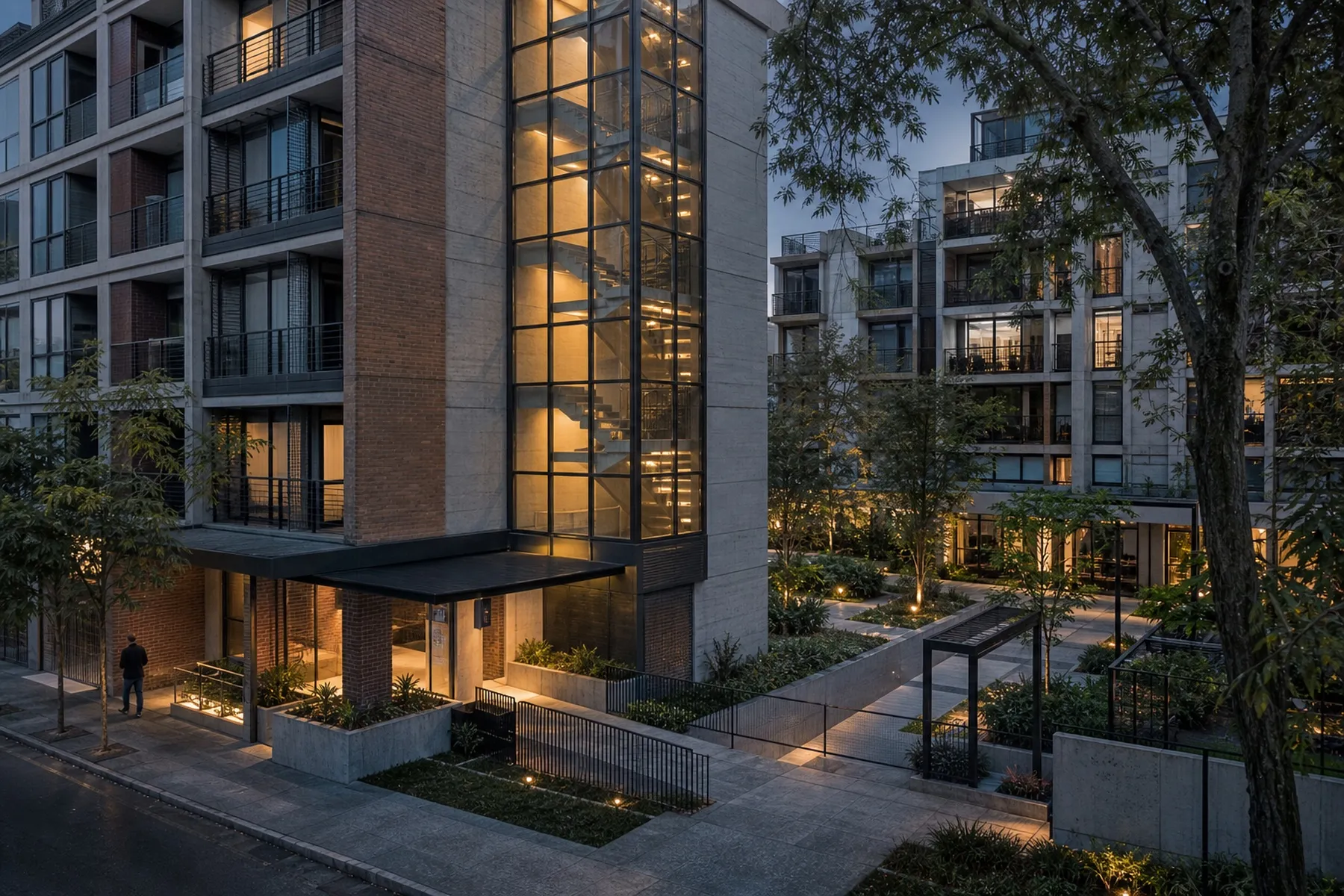 Fachada de um edifício residencial de vários andares.